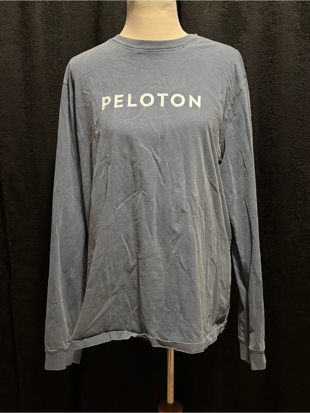 Peloton Men's Long Sleeve Tee in Slate Blue with White Logo